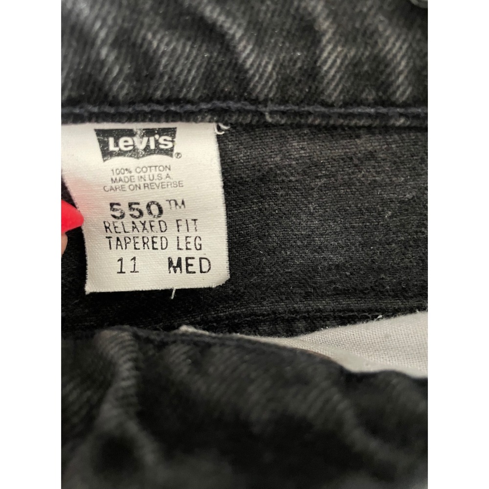 Vintage 1995 Levi's 550 Relaxed Fit Tapered Leg Jeans - Faded Black - Size 11 M - Picture 4 of 8